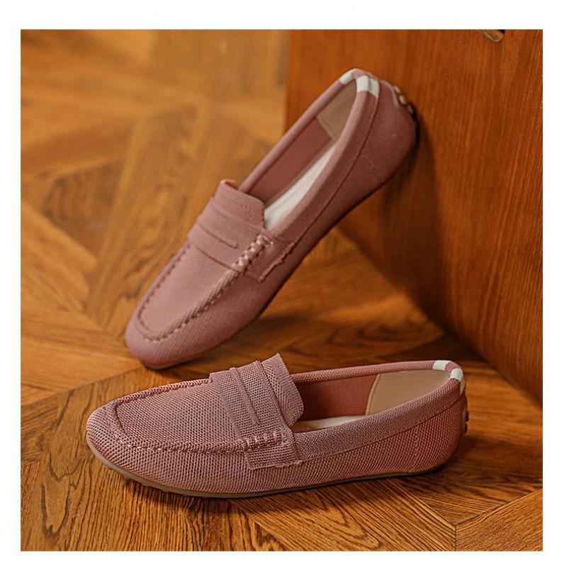 

Soft-soled shoes women s spring and summer new round head knitted breathable beanie shoes woven shallow mouth flat bottom 41 розовый