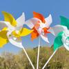 22Cm Six-Leaf Stripes Solid Color Small Plastic Hand-Held Windmills Garden Plant Flower Repellent Windmill Outdoor Decoration