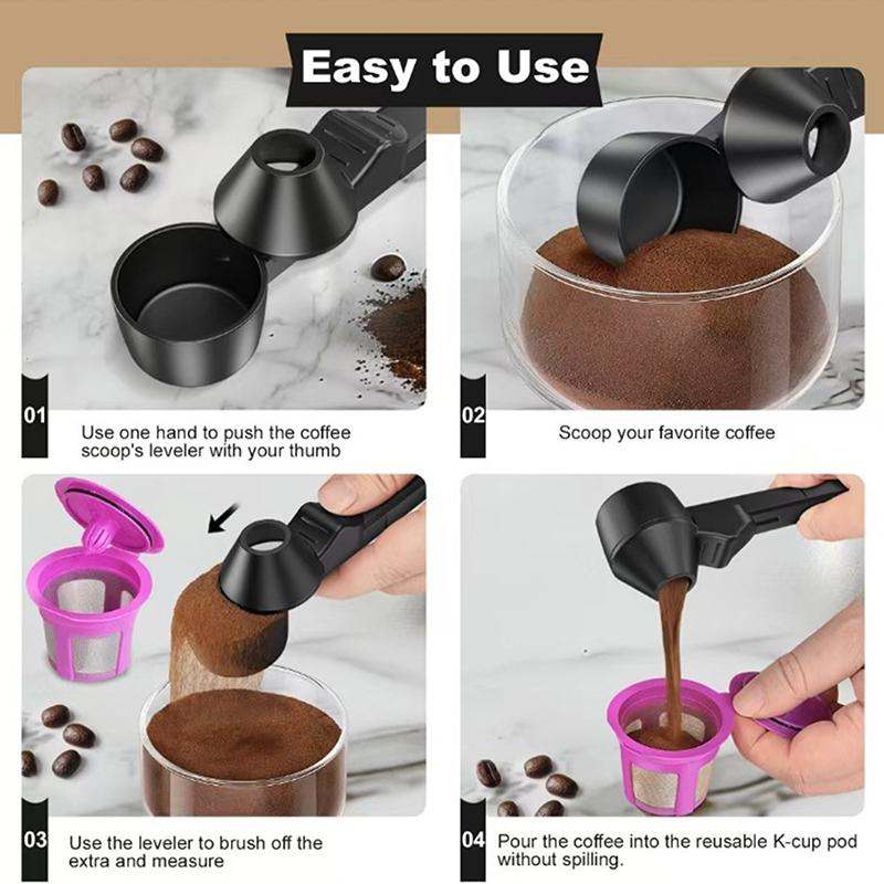 1 Pcs Coffee Scoop With Funnel For Reusable K-cup Coffee Pot 2 Tablespoon Capacity Coffee Measuring Spoon Kitchen Accessories