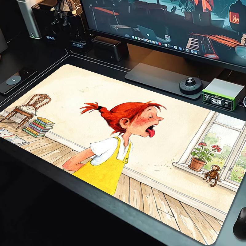 Pippi Longstocking Mouse Pad Large Gaming Table Cushion Non-slip Laptop Tablet Big Mousepad XXL Mat Mini PC Playmat With Lock edge_xia
