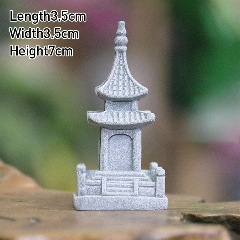 Vintage Zen Miniature Sand Stone Tower Pavilion Ornaments Lantern Figurines Japanese Garden Bonsai Rockery Lanscaping Home Decor