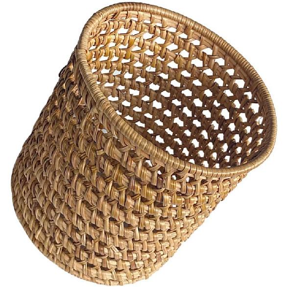 Amosfun Rattan Pencil Holder Woven Wicker Makeup Brushes Organizer Cup Home Office Vine Desk Organizer Storage 3 X 3 X 3 Inch