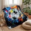 Diamond Soccer Ball Art Blanket Personalized Name Flannel Blanket Soft Cozy Plush Throw for Sofa Bed Lightweight Home Decor