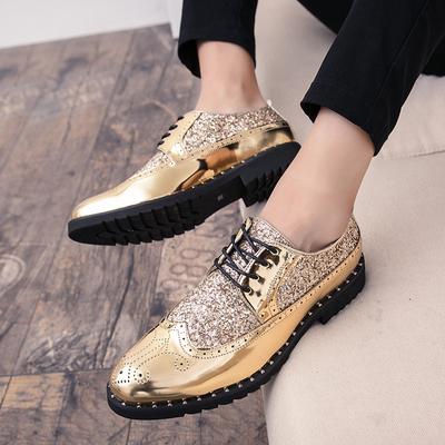 Sequins Contrast Color Lace Up Shoes Men S Shoes Brock Casual Hair