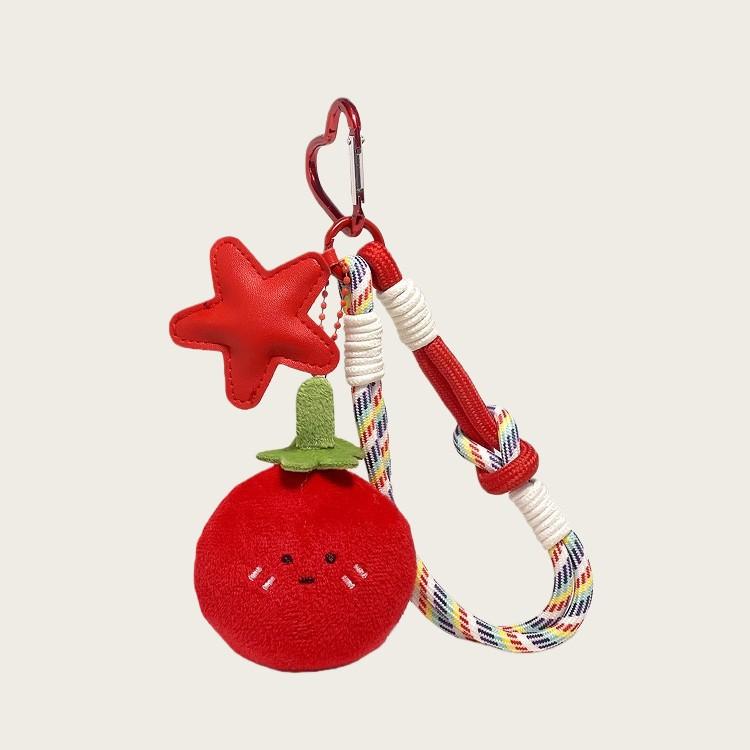 

Cute Shy Tomato Bag Pendant Girl Star Niche High-End Keychain Schoolbag Pendant Gift