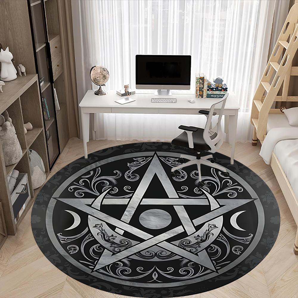 1PC Witchcraft Symbol Office Round Area Rug, Mat Suitable For Office, Under Office Chairs Bedroom Living Room Home Decor, Room Deco
