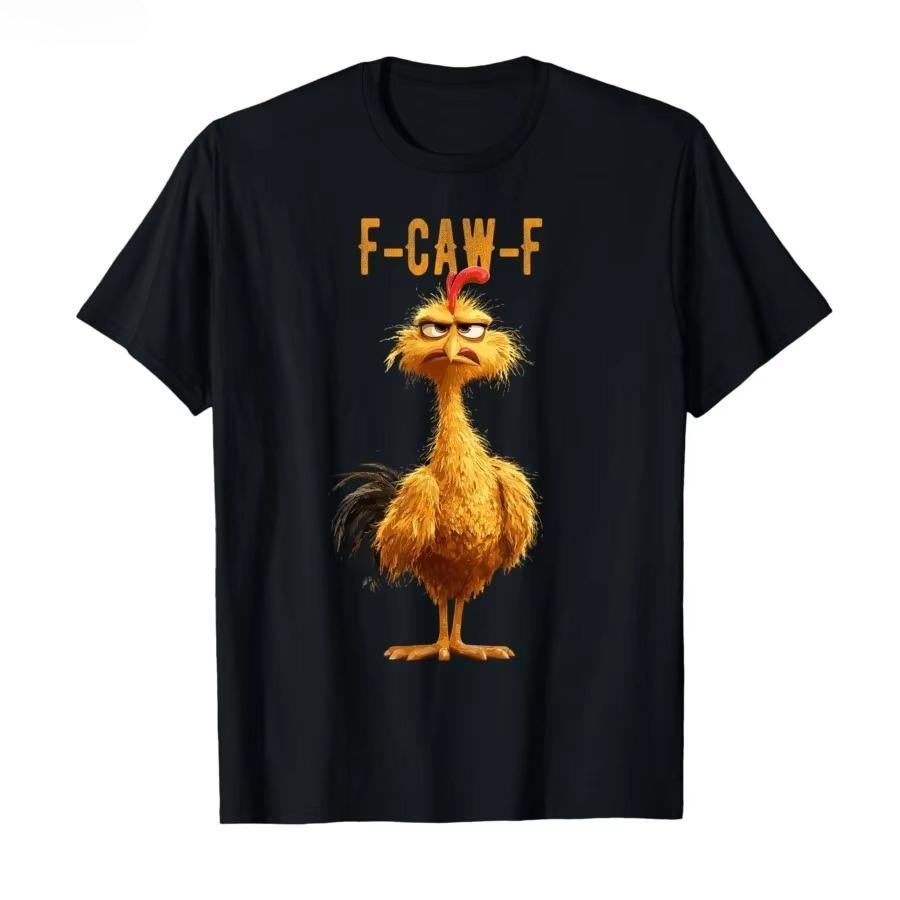 Vintage T Shirt Summer Funny Chicken F-CAW-F What The Heli Poultry Humor Leisure T-Shirts Cotton Tshirt Unisex Breathable Top
