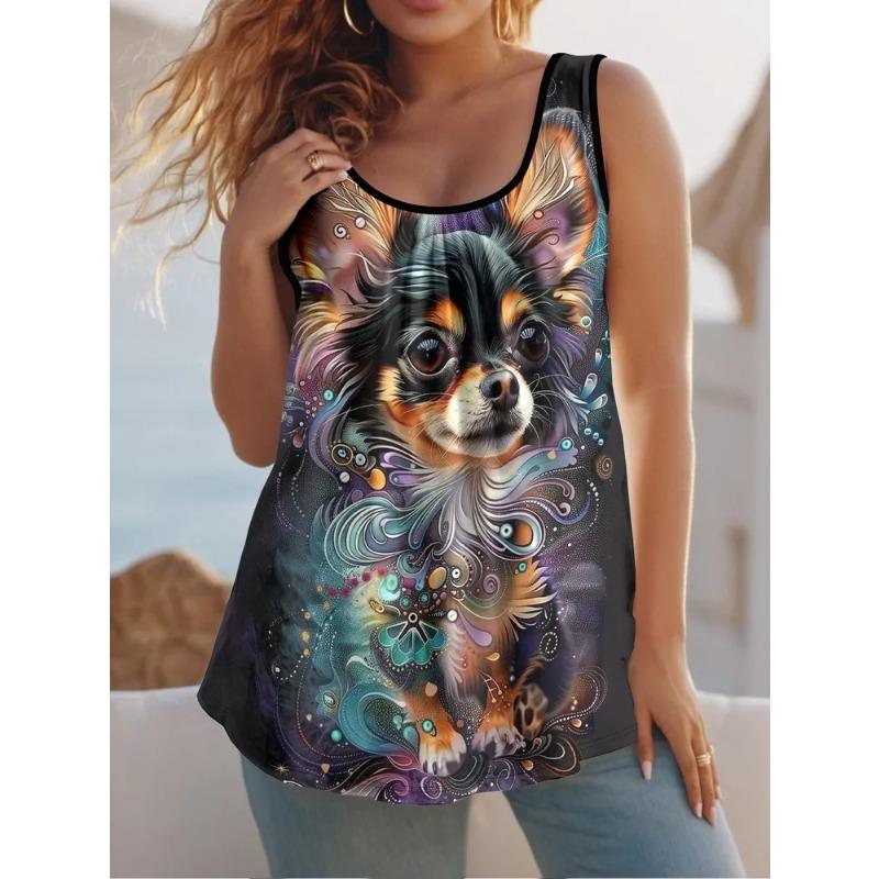 Women's Sleeveless Vest Creative Colorful Pattern Printing Comfortable Soft Fashionable Versatile Summer Oversized Vest