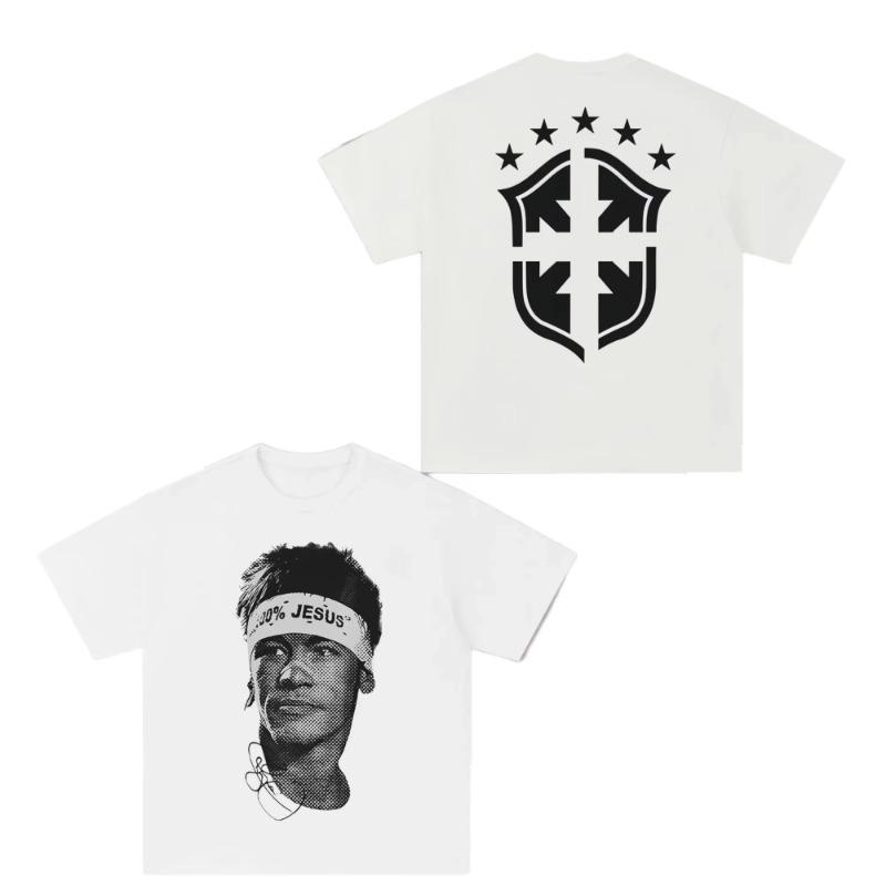 T-shirt a maniche corte con stampa di Neymar Stella del Football Americano Abbigliamento Donna Athleisure Stampa Moda Tee Vestiti Estetici