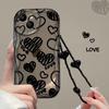 Transparent Silicone Phone Case IPhone 16 15 14 13 12 11 With Line Doodle Heart Chain Design Full Coverage Anti Drop