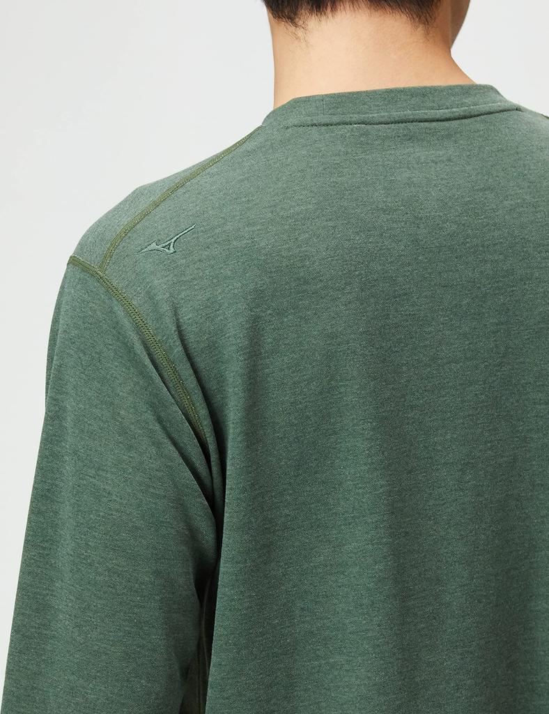 Mizuno Breath Thermo Inner Crew Neck Long and Kombu Size XL Shirt, Sleeve, Moisture-Wicking Heat-Generating, Men's, Green, (B2MA2501)
