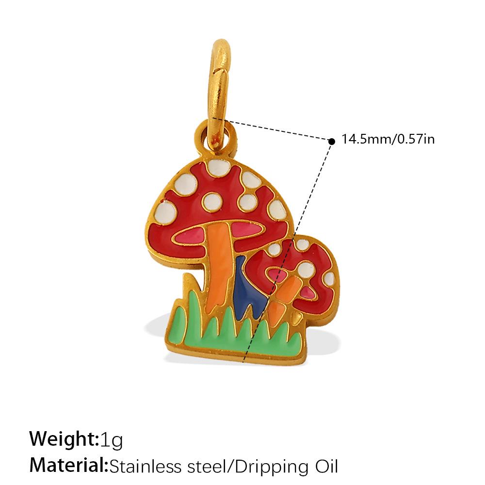 Adorable Multi-Shape Mushroom Pendant with Colorful Drip Oil Design