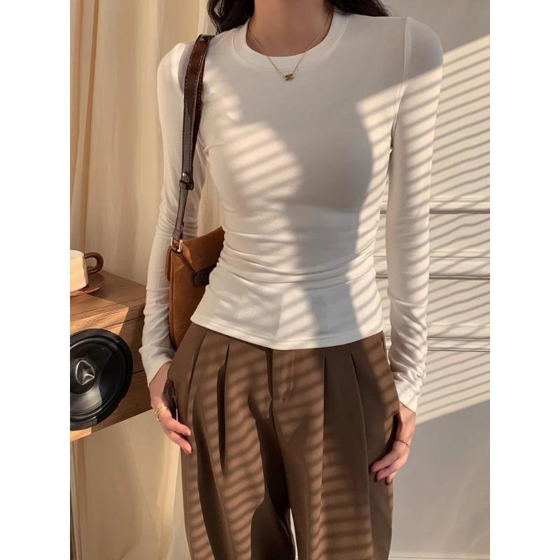Jarní a podzimní dámské vnitřní tričko s dlouhým rukávem Top tričko s elastickým základem