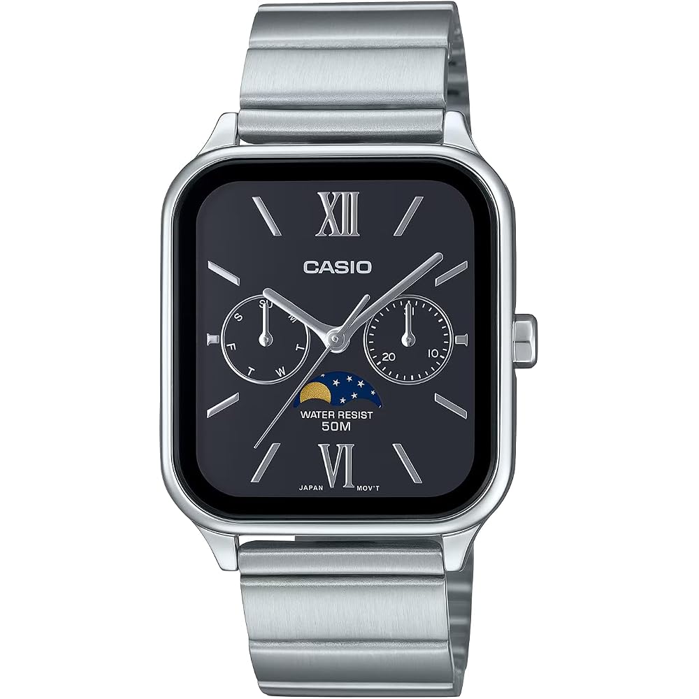 [Casio] CASIO Standard Moon Phase Analog Men s Watch MTP-M305D-1A2V Metal Band Black (Overseas Model) [Parallel Import]