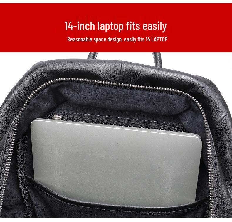 Herrenrucksack aus echtem Leder: Leichte, geräumige, Business Casual Computertasche