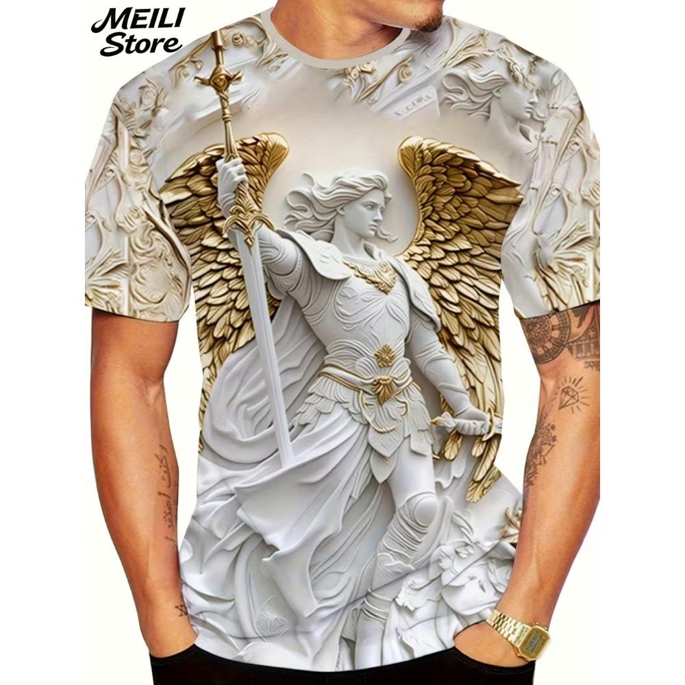 Herren 3D Jesus Druck T-Shirt Kurzarm Lässig Rundhals Betende Hände Design T-Shirt für Männer Neu im Oversized T-Shirt Oberteile