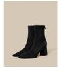 Large size 2025 new nude boots pointed high heel short boots women's autumn and winter socks boots thick heel thin boots