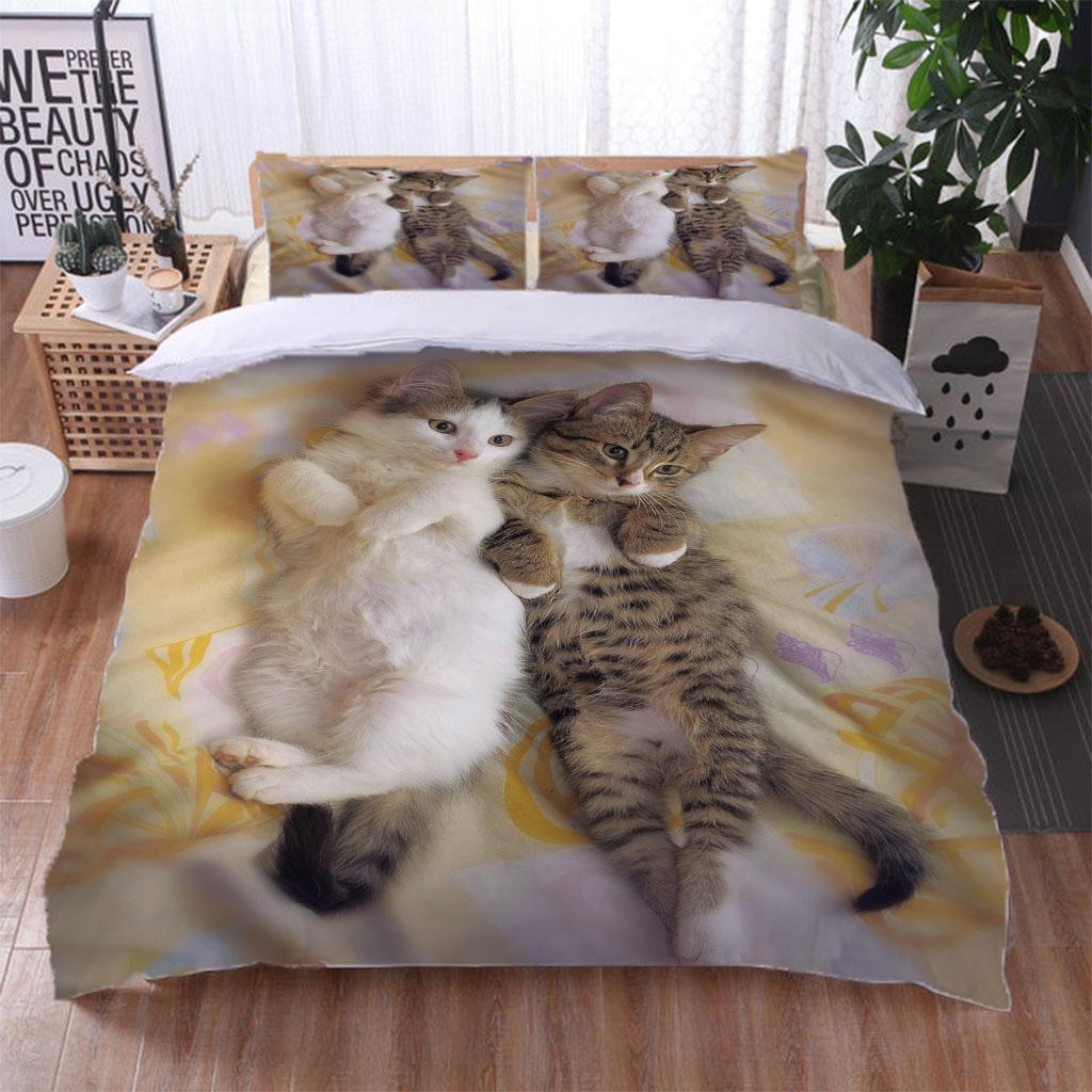 3D Duvet Cover Gilrs Kids Animal Cute Cat Bedding Collection Double Queen King Size Polyester Qulit Cover Luxury Printed Polyester