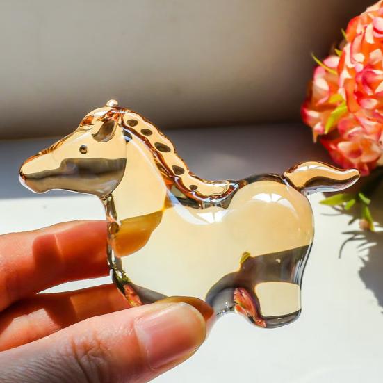 Yousheng Fake Crystal Horse Figurine Hand-carved Miniature Pony Statue Healing Stone Animal Collectible Sculpture Fengshui Decoration Ornament