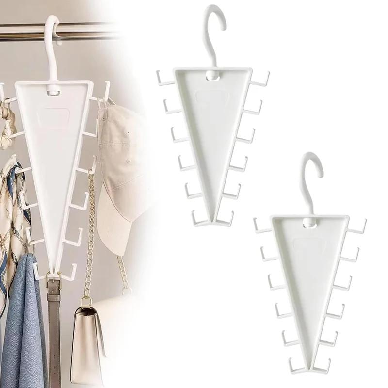 V-Shaped Hanger 360° Rotatable Storage Holder With 12 Hooks Double Sided Wall Mounted Hanger Space Saving Hat Rack Wardrobe Rack