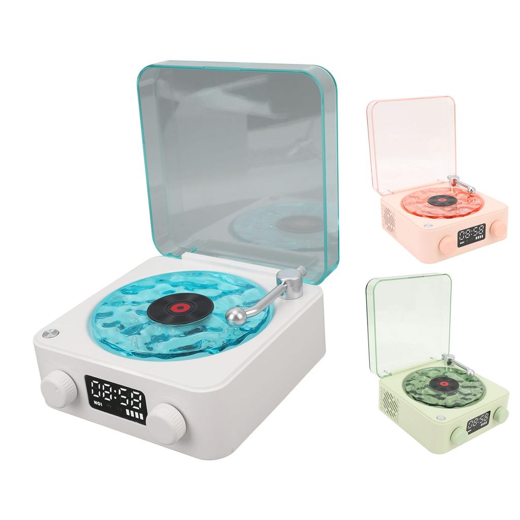 Vintage Record Player Bluetooth Speaker 4 Modes Portable Wireless Turntable Stereo Speaker with Cloc