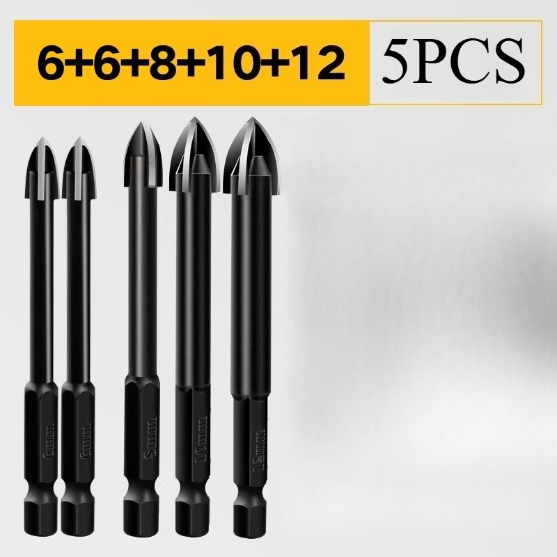 4-Blade Cross Drill Bit: Universal for Alloy, Porcelain, Glass Tile, Cement, Marble & Granite - Anti-Corrosion & High-Efficiency