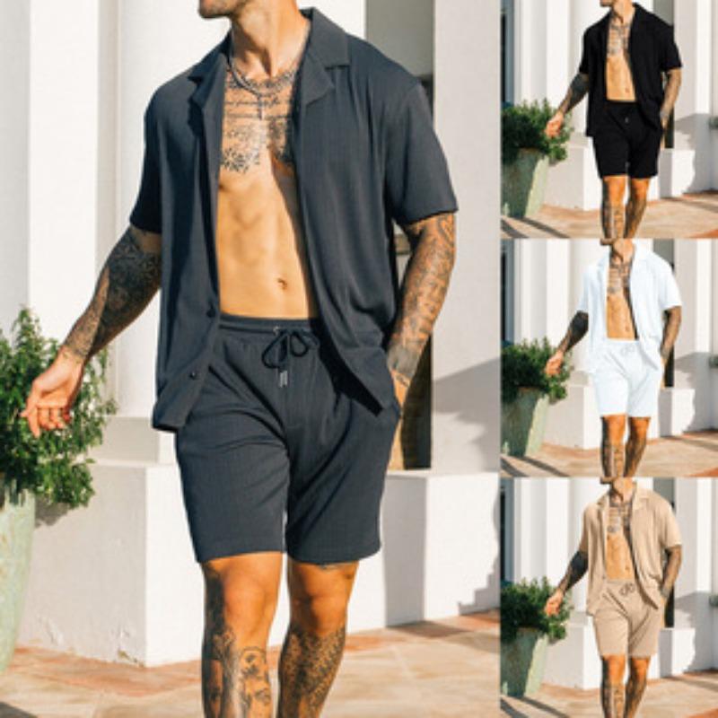 Men's Beaded Short Sleeve Shirt Shorts Collection