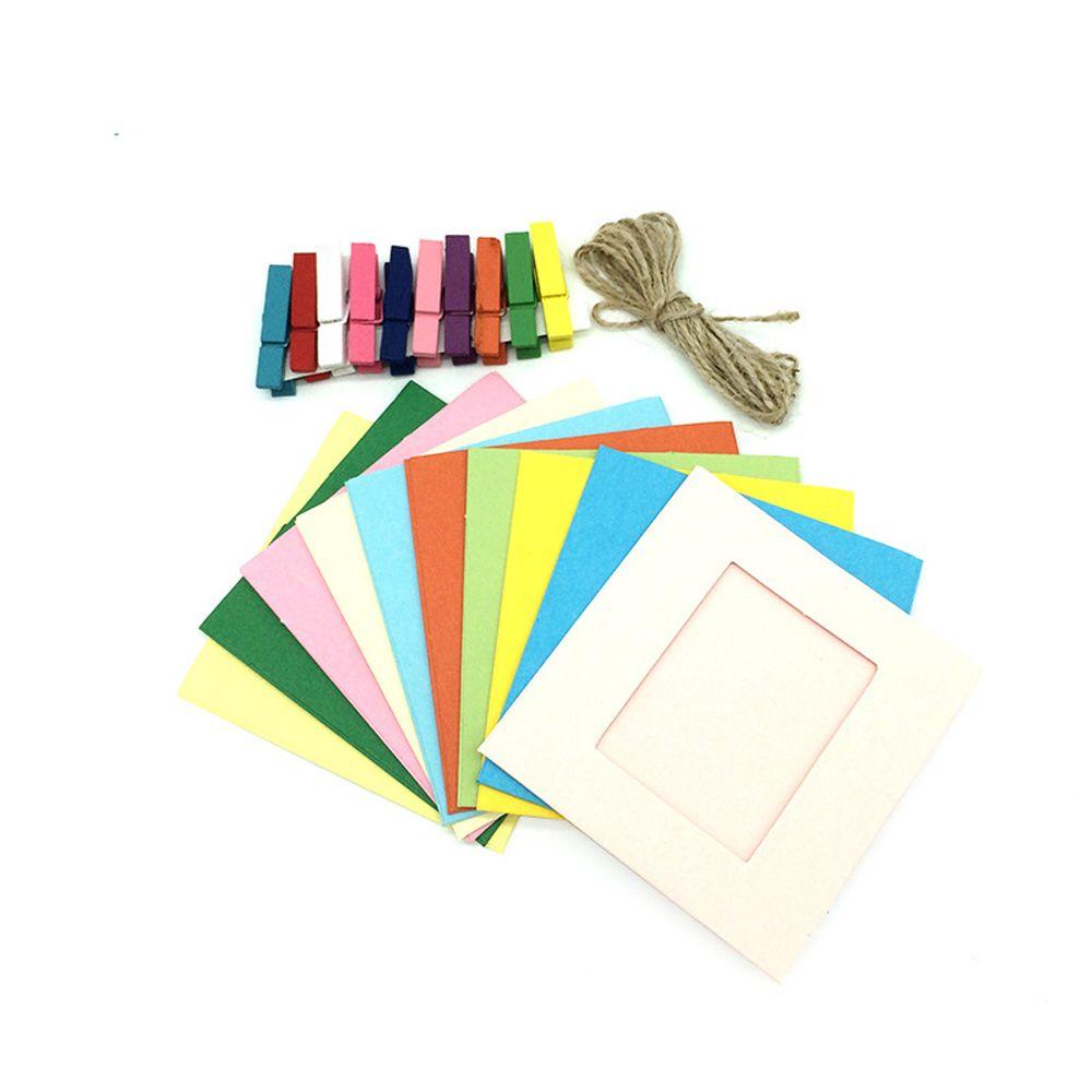 Picture Art Picture Wall Hanging with Wood Clip Rope Photo Frame Paper Photo Album Frame 3Inch DIY