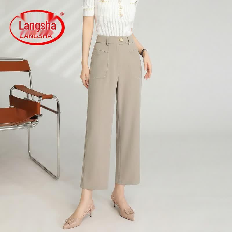 

LangSha Mid-Aged Women s High-Waist Straight-Leg Pants 5XL