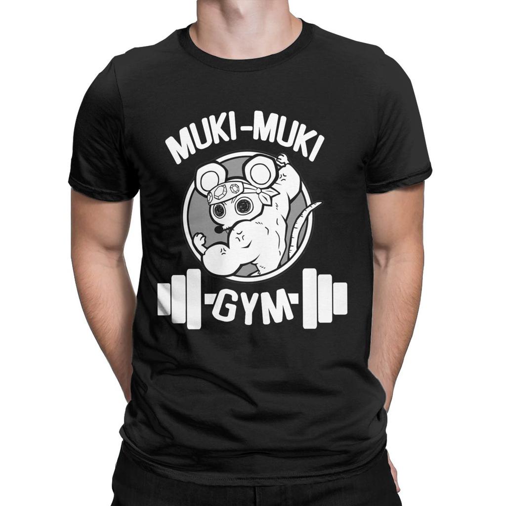 Cool Muki Muki Gym Demon Slayer T-Shirts Men Round Collar Cotton T Shirt Muscle Rats Short Sleeve Tees Graphic Printed Clothes