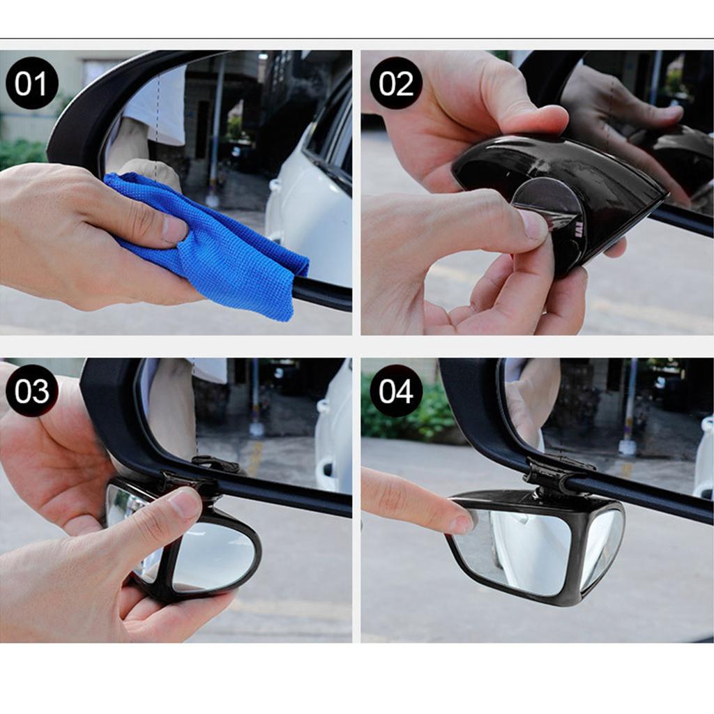 360 Degree Rotatable 2 Side Car Blind Spot Convex Mirror Exterior Rear View Reversing Parking Auxiliary Mirror Safety Driving
