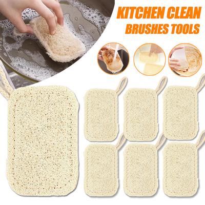 6pcs Natural Luffa Dish Towel Washing Cloth Sponge Loofah Scrub Pad Dish Pot Oil Stain Removing Scrubber Kitchen Clean Brushes P