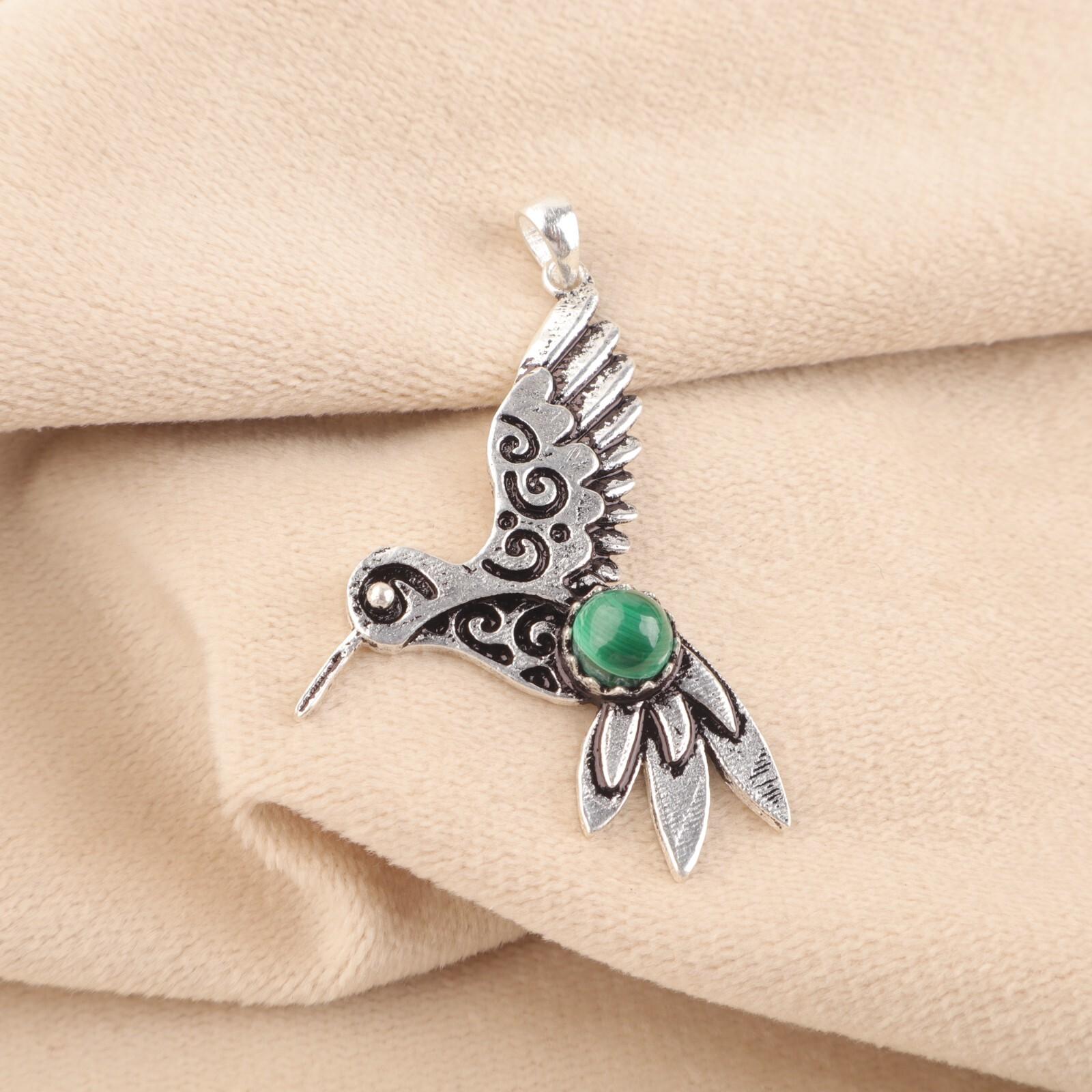 

Натуральный малахитовый драгоценный камень 925 стерлинговое серебро ювелирные изделия камень августа кулон 1,8 CP-20-24