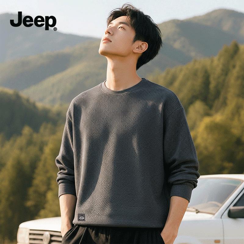 JEEP Men's 2026 Spring Waffle Knit Long-Sleeve T-Shirt