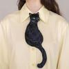 Color Contrast Black Cat Series Tie Asymmetrical Design Knot-Free Fish Ties  Shirt Matching