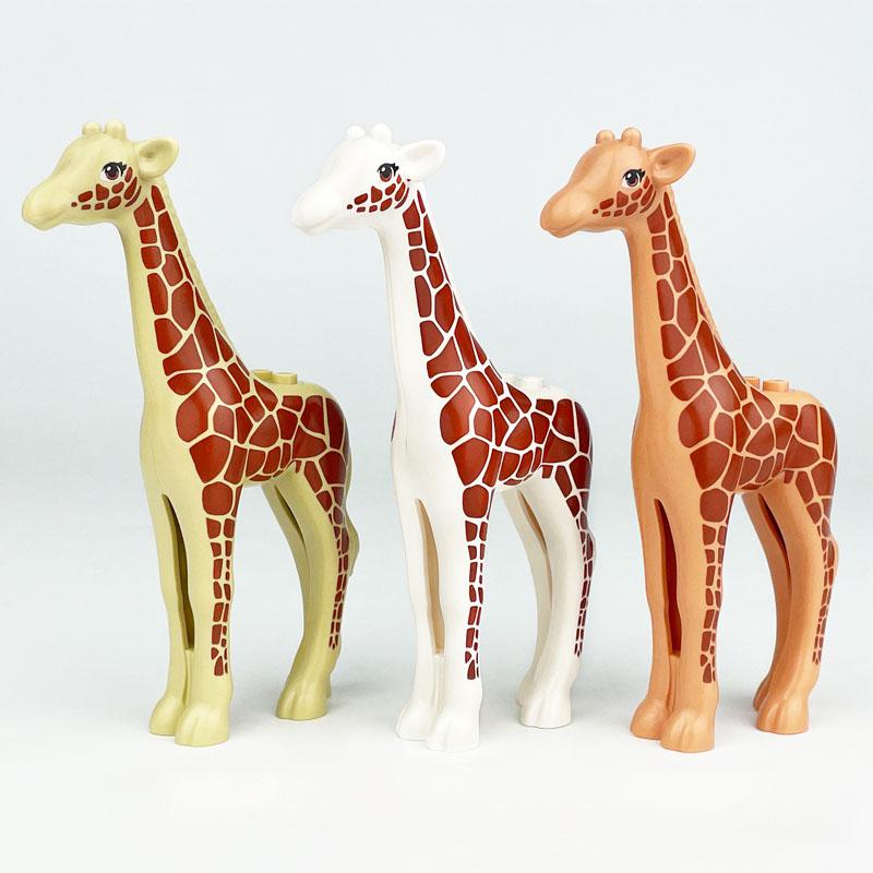 MOC Zwierzęta Zoo Klocki Słonie Tygrysy Słonie Małpy Łosie Niedźwiedzie Owce Wielbłąd Koń Krokodyl Lampart Mini Klocki DIY T11