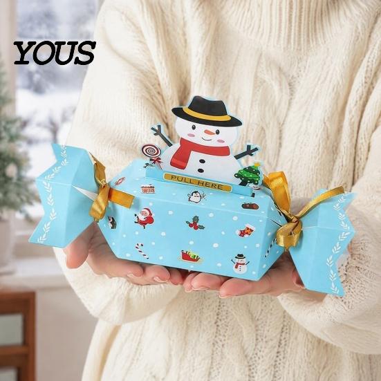 Holiday Party Favor 1/4Pcs Christmas Candy Shape Money Holder, Santa Snowman Reindeer Tree Cash Festive Holder Paper Bag, Gift Box for Party,