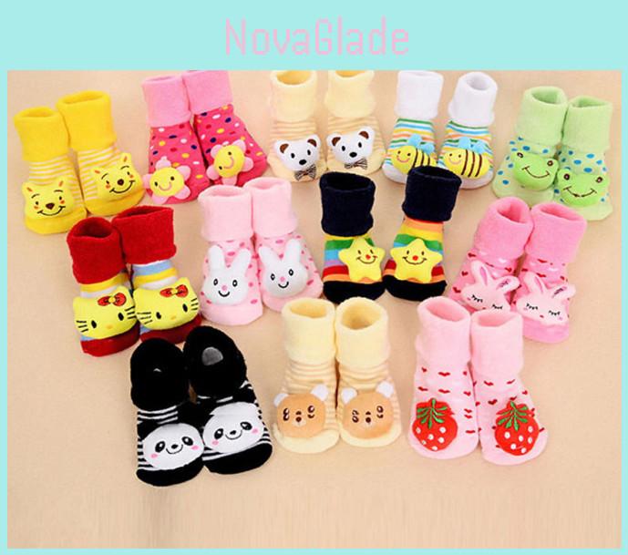 Lindo Unisex Baby Socks With Antislip Sole And Cute Cartoon Design For 012 Months