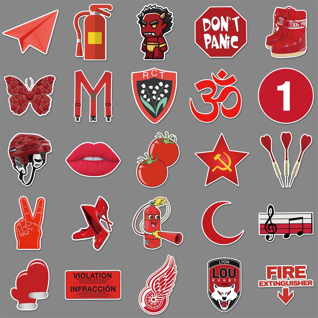 52 Red Cartoon Doodle Personalized Suitcase Suitcase Scooter Car Mobile Phone Waterproof Decorative Stickers