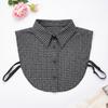 Check Pattern Detachable Faux Collar Shirt Collar Insert for Sweatshirt Layering with Pointed Collar and Front Style