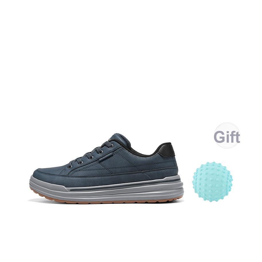 Skechers Mens USA Street Wear Synthetic Leather Lace-Up Thick Sole Soft Comfortable Low-Top Skate Shoes Men sneaker 211394-NVY