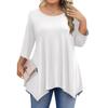 Womens Plus Size 3/4 Sleeve Shirts  Round Neck Tunic Tops Basic Loose Fit Tee Tops L-5XL