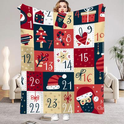 2026 Christmas Calendar Flannel Blanket Soft Blanket For Home Camping Nap Leisure Blankets Christmas Gifts For Bed Sofa Coach