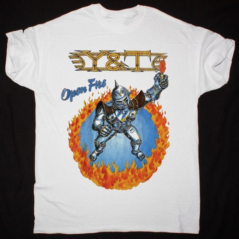 Vtg Y&T OPEN FIRE WORLD TOUR Cotton White All Size Unisex Shirt BL448 Unisex T-Shirt L