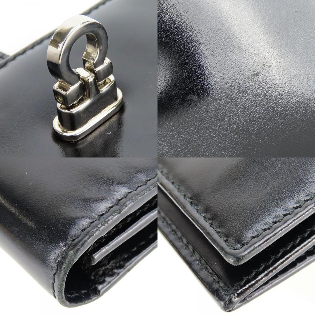 Used Salvatore Ferragamo Purse IE229238 Gancini Calfskin Black Bifold Wallet