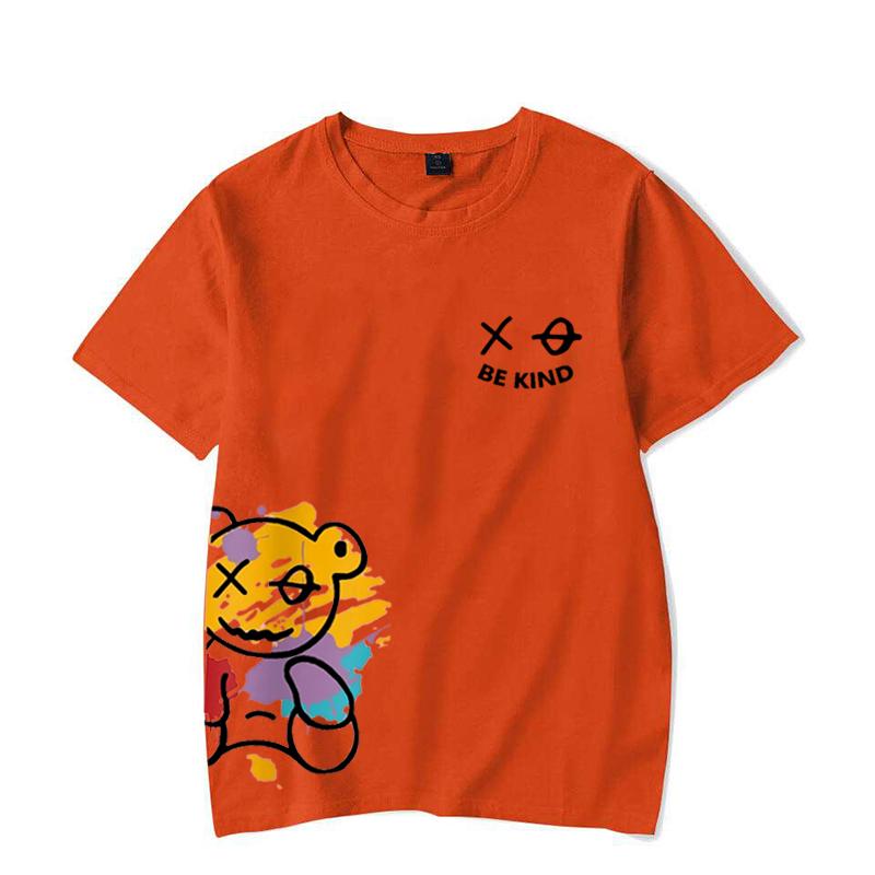 Men's Women's Summer Loose Size BE KIND Letter Cartoon Print Casual Comfortable Round Neck Short Sleeved T-shirt Top