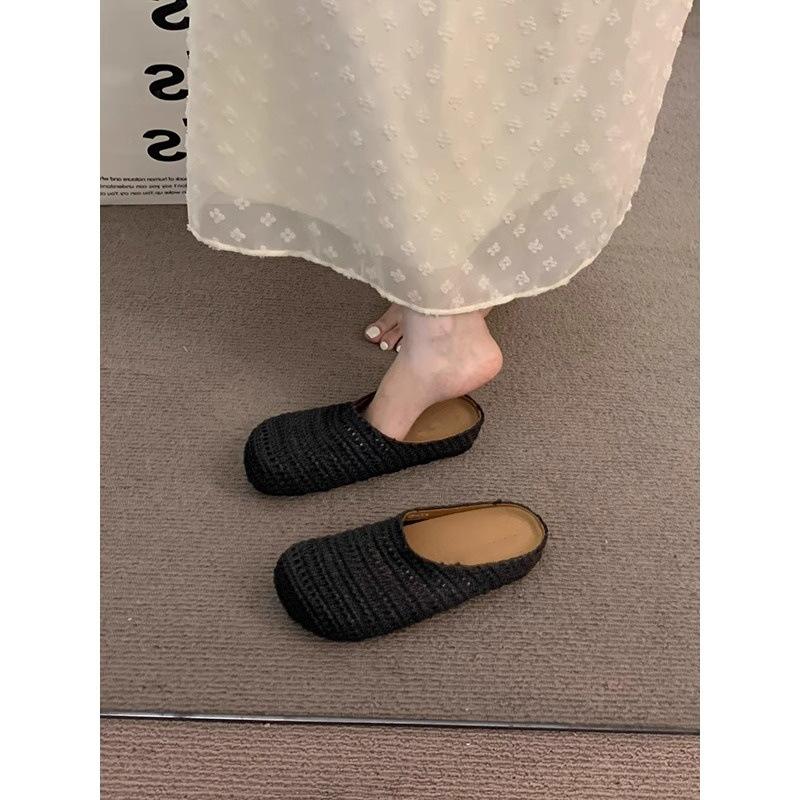 Hand-woven hollow breathable bag head half slippers women's summer sandals women's hole shoes platform women's shoes