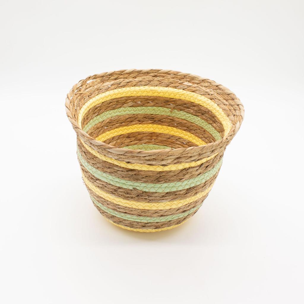 Seagrass & Straw Vase Shaped Baskets – Natural Yellow & Green – Set of 3