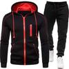 Mens Hooded Sweatshirt Set Casual Two-Piece Outfit Loose Fit Fleece-Lined Winter Sportswear