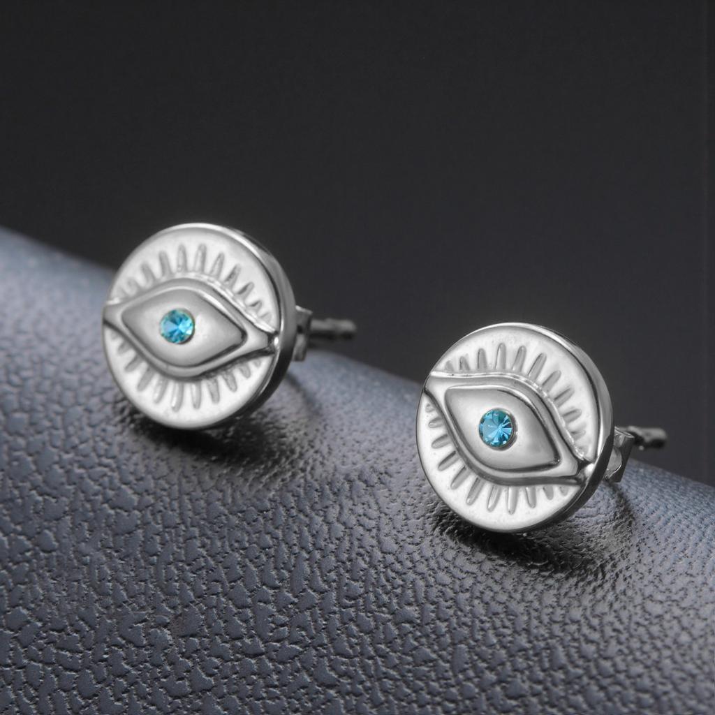 LIKGREAT Trendy Evil Eye Earrings Turkish Nazar Boncuk Protection Stud Earring Stainless Steel Jewelry Amulet Gift for GirlWomen